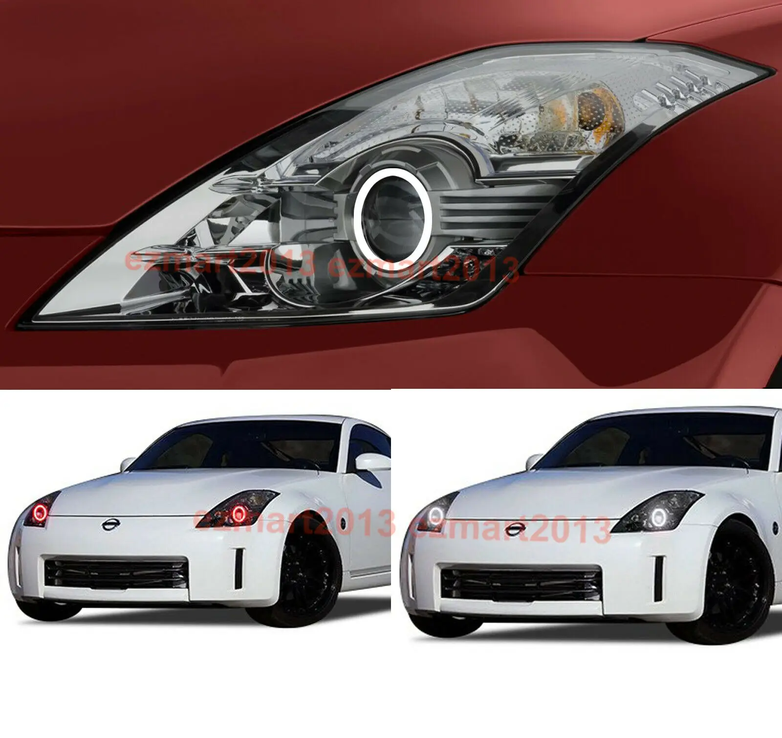 Хлопковые белые светодиодные кольца гало Подходит для Nissan 350Z 2006 2007 2008 2009 фар