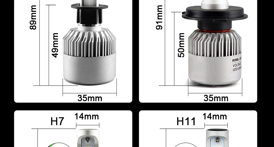 13 Car Headlight H4 H7 H11 LED H1 H3 H8 H9 9005 9006 880 5202 H13 Auto Fog Light 6500K 3000K White Yellow Light COB 12V 24V