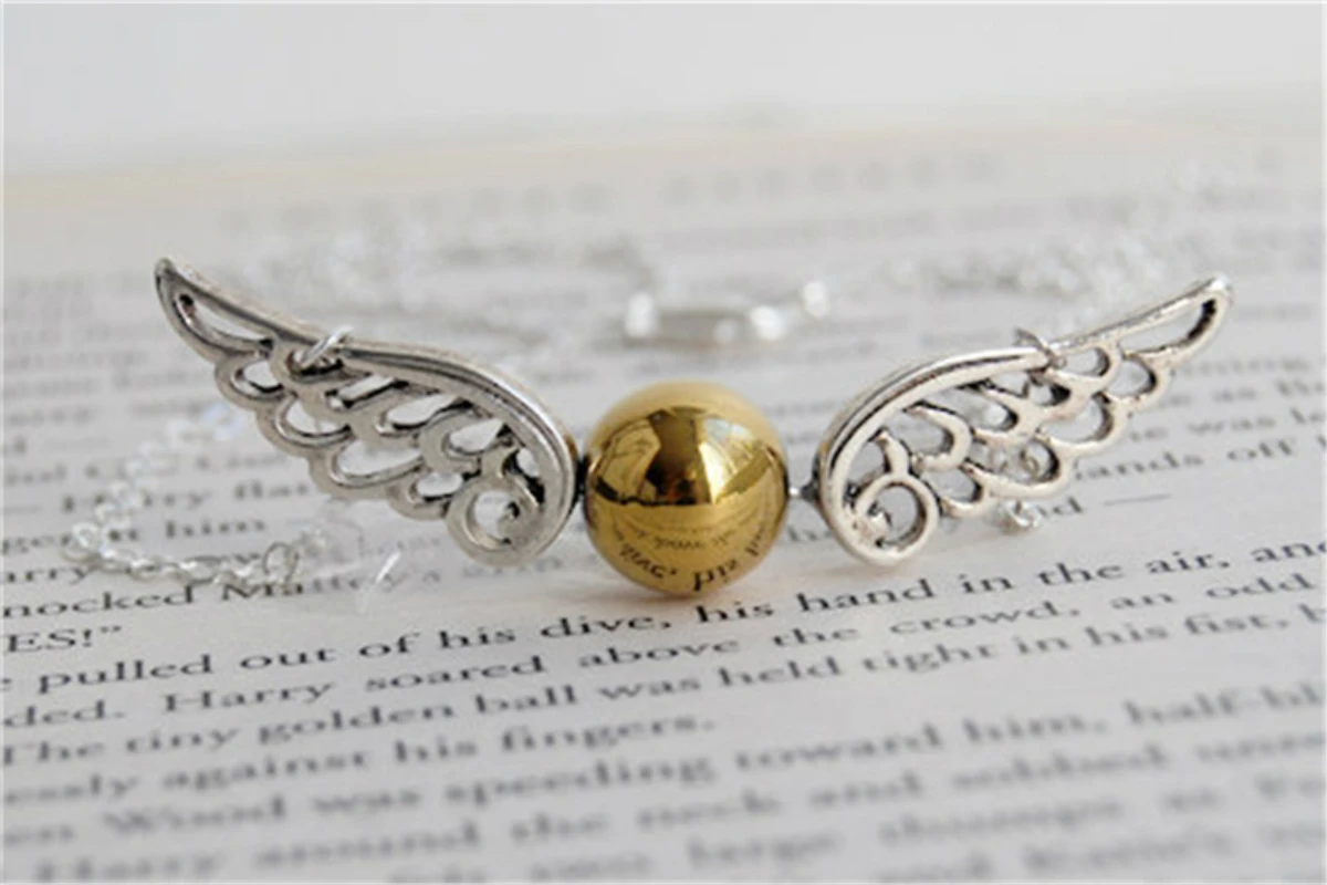 Hp Wing Snitch золотое ожерелье Seeker's Quest волшебное золотистые и Серебристые камни
