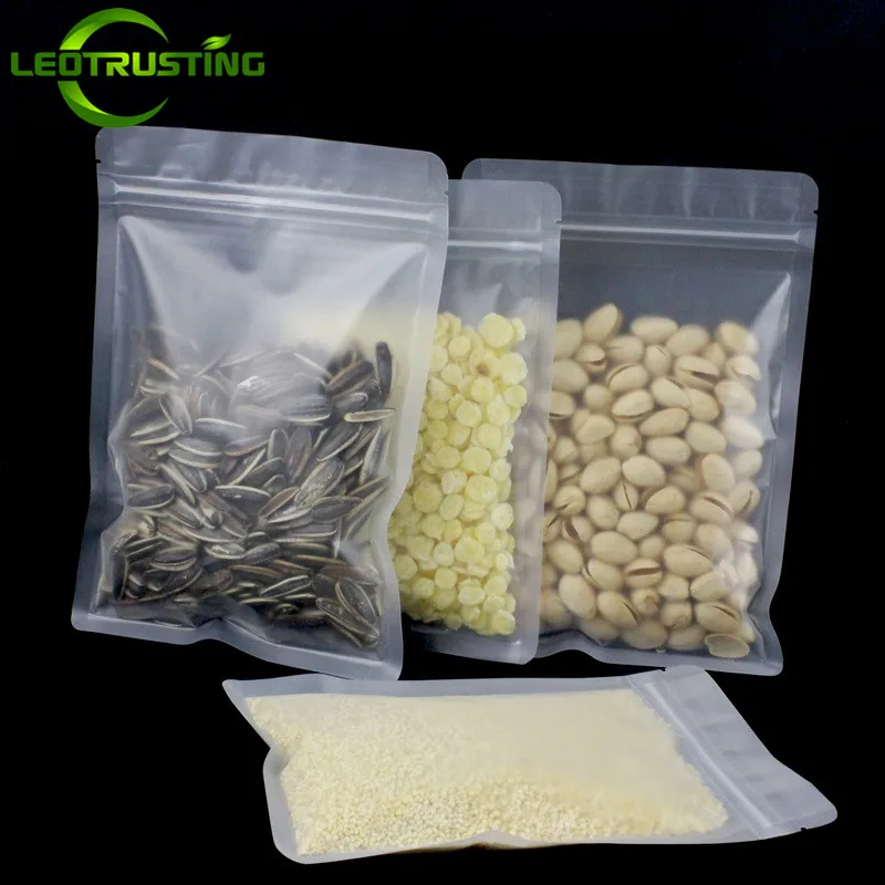 

Leotrusting 100pcs Frosted Plastic Ziplock Bag Flat Bottom Matte Translucent Food Zip Pouch Wedding Party Birthday Gift Bags