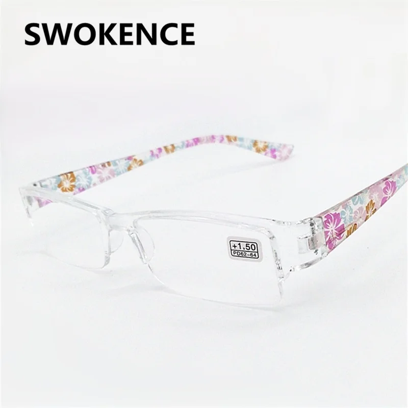 

High Quality Fashion Colors Unbreakable Reading Glasses Women Men Ultralight Anti Fatigue Flower Temple Presbyopic Magnifier 391