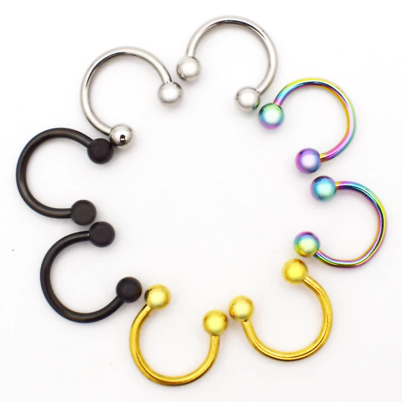 32PCS/Lot Mix Color Nose Septum Hoop Ring,Circular Barbell Ring,Tragus