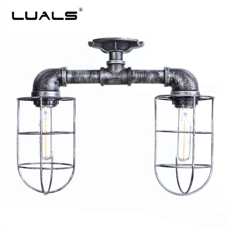Loft Retro Ceiling Lights Industrial Style Lamps Iron Water pipe Light Fixture Edison Lamp Cafe Bar Art Deco Lighting | Лампы и