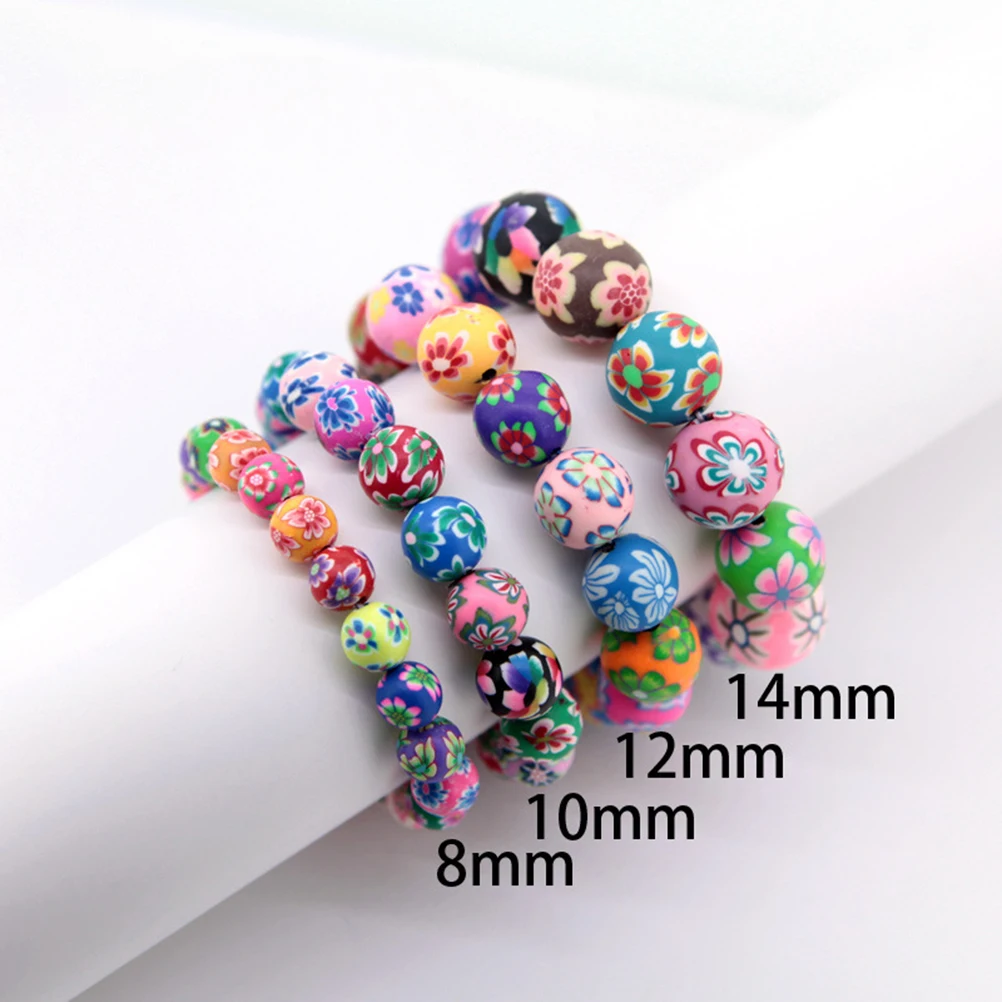 300pcs 10MM Clay Beads Patterned Colorful Decorative Charm Beads Spacer