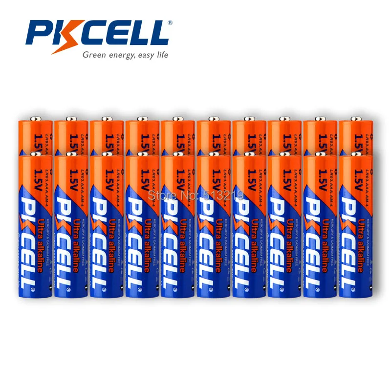 

20Pcs*PKCELL Alkaline Single Use Battery LR03 AAA 1.5V Batteries With 3 Battery hold case box For MP3,Walkman,Toys