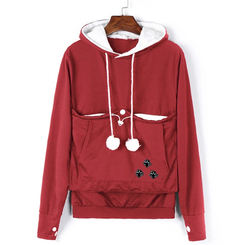  Mewgaroo Nyangaroo Cat Dog Pet Casual Unisex Kangaroo Coat Hoodies Sweatershirts Kangaroo Grey Cat 