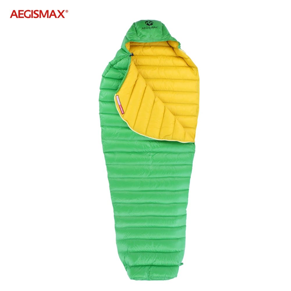 Seco para Baixo Bolsas de Dormir com Capuz tipo Múmia Acampamento ao ar Equipamento de Dormir Repelente de Água para Baixo Aegismax Ganso Branco Ultra Livre Caminhada 14 sacos de dormir com capuz tipo múmia