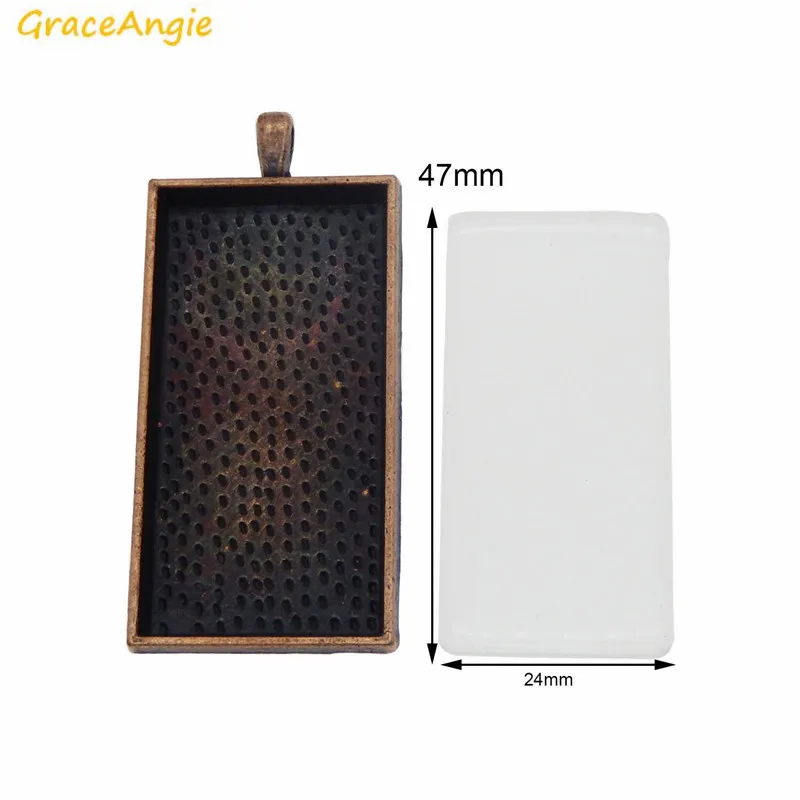 

GraceAngie Rectangle Bezel Pendant Tray Setting with Glass Tile Cabochons Pendant Kit for Handmade Vintage Jewelry Accessory