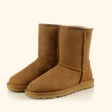 Top quality winter boots sheepskin real wool 100% leather big size mid-calf Australia classic brand sewing warm snow boots