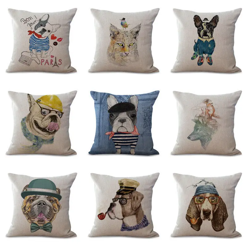 

Fashion golden retriever Spotted Dog Shepherd Dog Hatchie Pug Car Decorative Throw Pillow Case Cushion Cover Sofa Home Decor