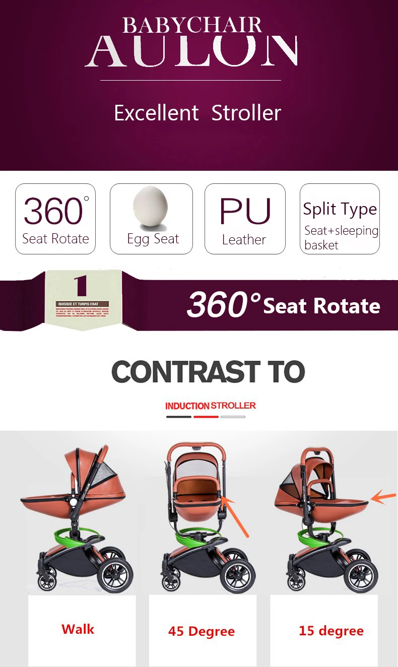 Free ship! babyfond Aulon 3 in 1 baby stroller leather two-way shock  absorbers baby car cart trolley Europe baby pram gift | imarket online  shopping