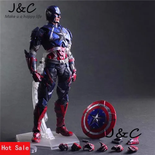 

Hot sale PLAY ARTS PA The American Captain PVC Action Figure The Avengers For collection Statue Doll Toy 27cm Model toys Gift