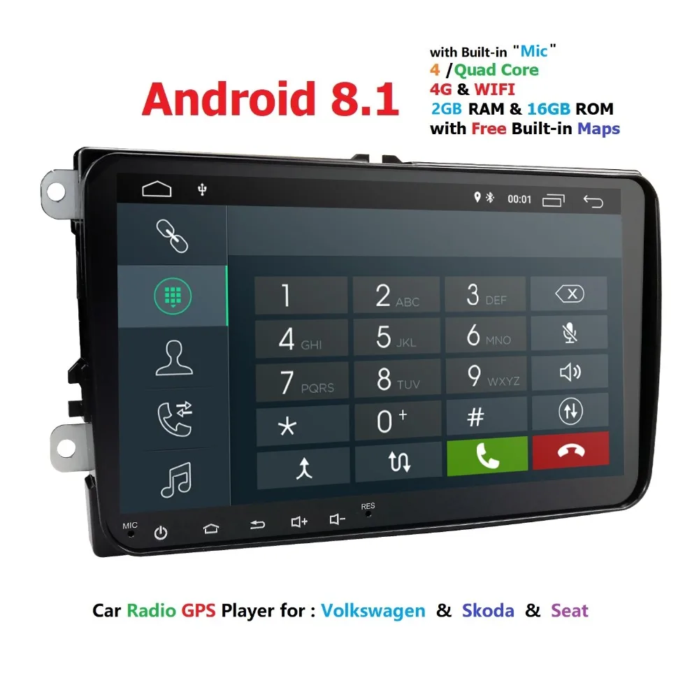 Заводская цена! Android 8 1 автомобильный Радио gps nav forVW Skoda