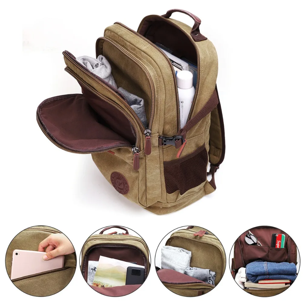 Outdoor Travel Mountaineering Men's Backpack Vintage Canvas Bagpack School Bags Large Capacity Laptop Backpacks Boys Mochila (6)