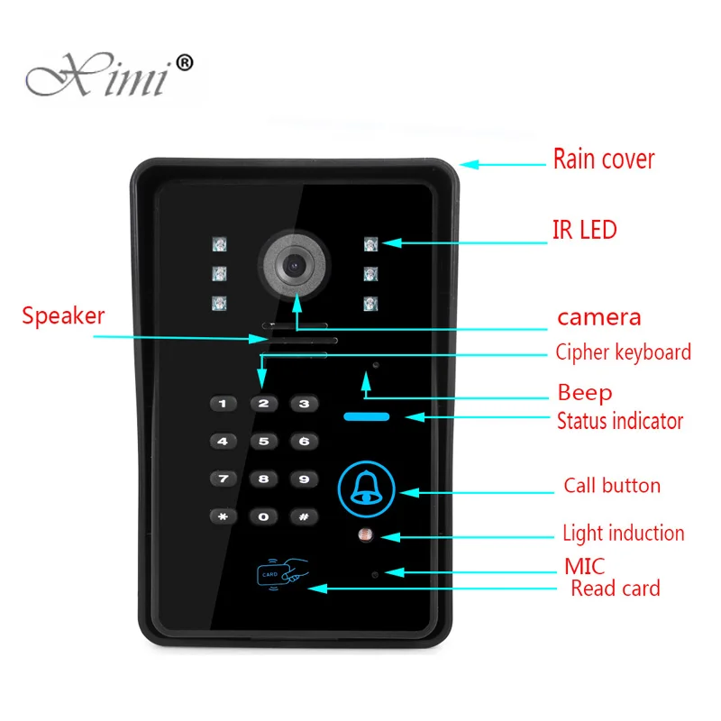 7 "TFT сенсорный цветной экран Видео дверной телефон дверной звонок Домофон с RFID и паролем дверная система контроля доступа 7 дюймов дверной