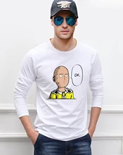 Anime One Punch OK long sleeve men’s t-shirts 2016 autumn new 100% cotton hip hop men t shirt Camisetas Masculina brand clothing