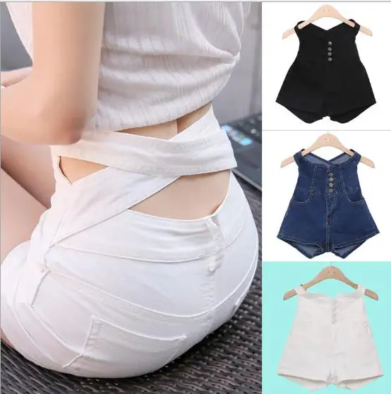 

Fashion New Summer Women's Denim Short Jeans Height Criss-cross Waist Short Femme Women Slim Sexy Short Pants