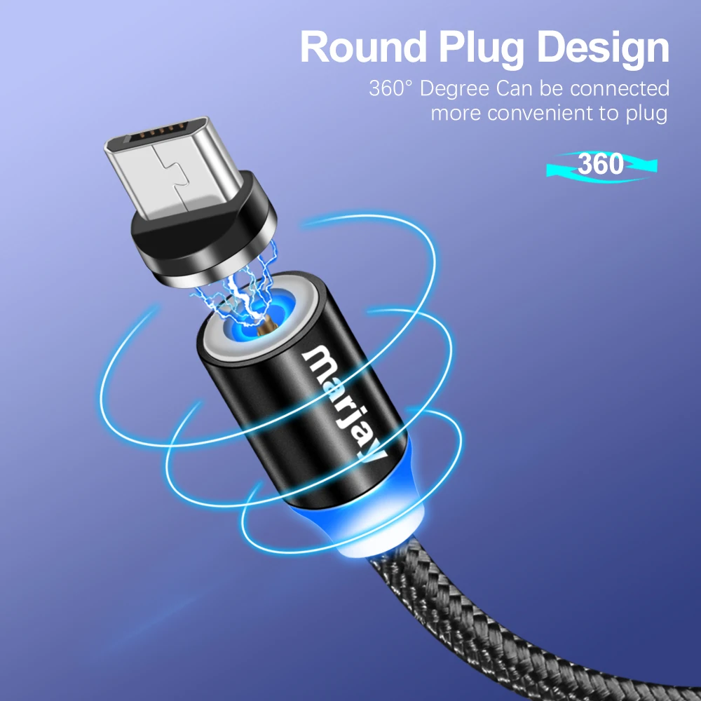 Marjay 1 m 2 m USB مغناطيسي صغير كابل سريع شحن كابل شاحن الهاتف المحمول كابل يو اس بي ل Sumsung Xiaomi هواوي اللوحي