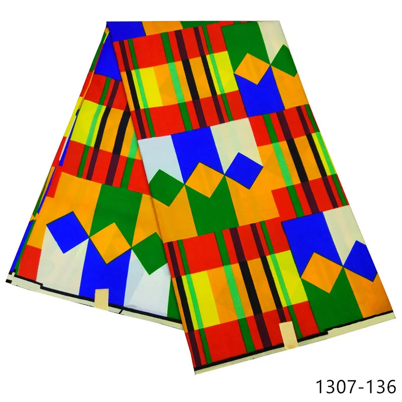 Африканская вощеная ткань принтом Кент Ткань 6 ярдов Анкара африканская восковая печать оптом полиэстер восковая ткань для платья 1307-34