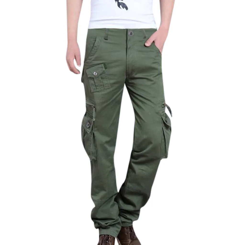 Брюки мужские уличные мужские новые модные повседневные на открытом воздухе однотонные рабочие брюки с несколькими карманами длинные штаны джоггеры тренировочные брюки pantalon