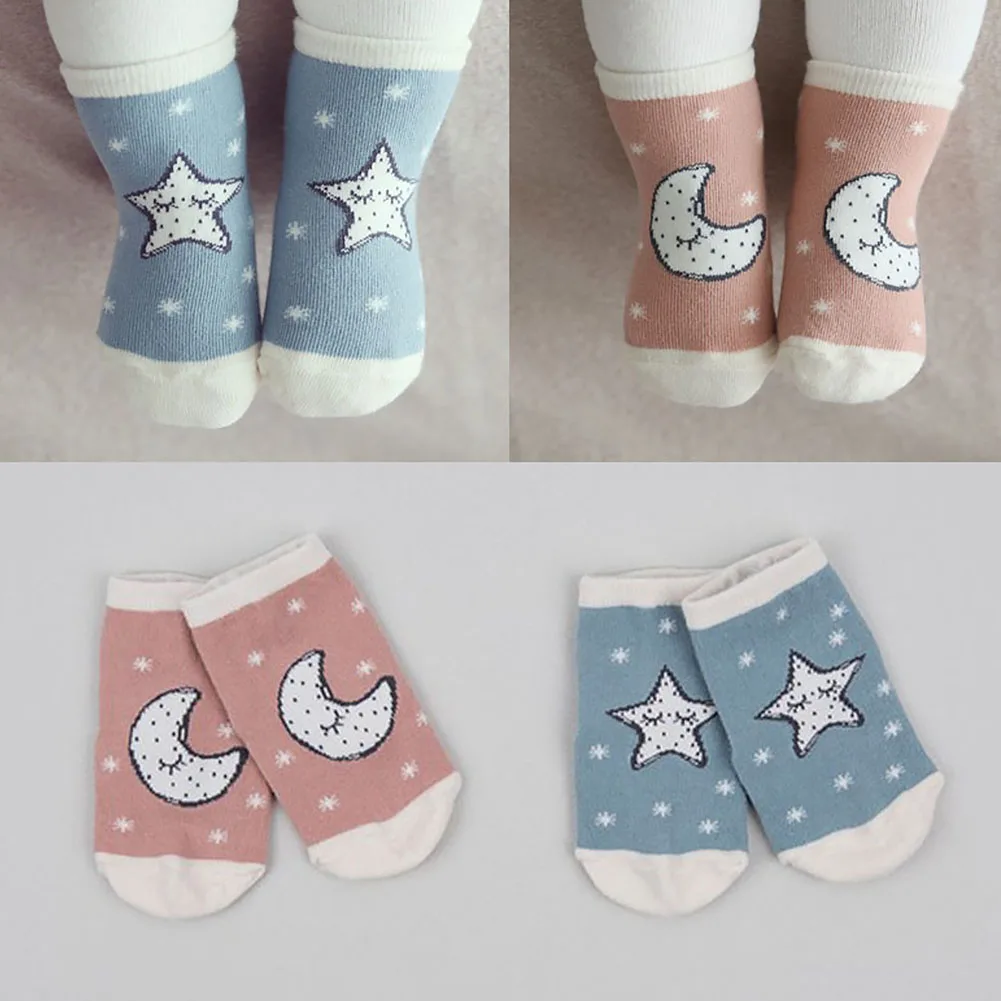 Детские ассиметричные Нескользящие хлопковые носки с милым рисунком для малышей; сезон осень-зима-весна