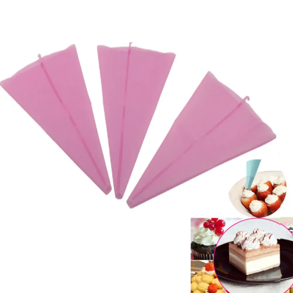 Hot Sale 1PC Pink DIY Silicone Reusable Icing Piping Cake Bread Cream Sugarcraft Pastry Bag Decorating Tools 2019 | Дом и сад