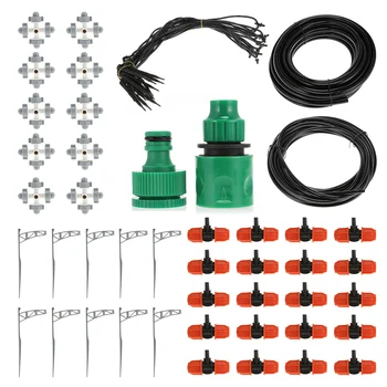 

DIY Garden Watering Kits Drip Irrigation System 10M Garden Hose Four Heads Sprinkler Water Dripper Faucet Connector Tee Joint