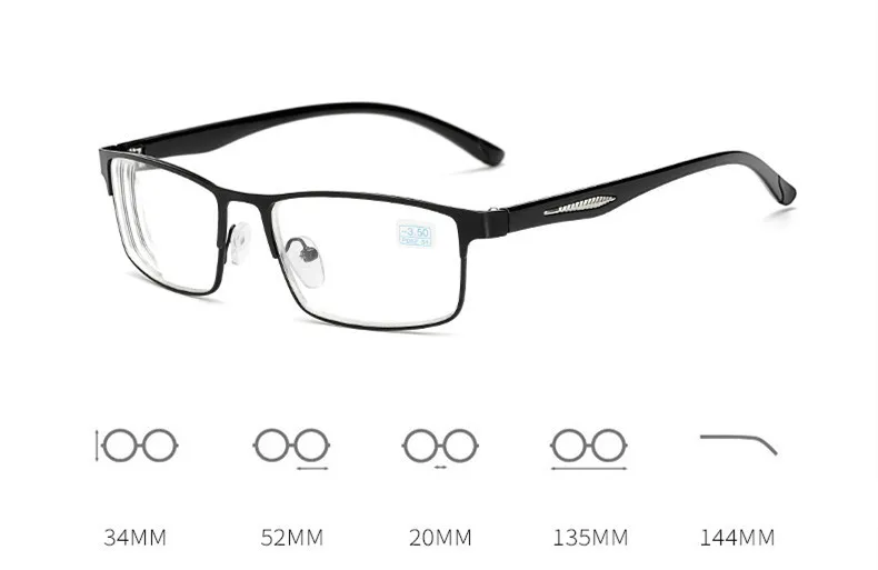 Imwete Men Women Clear High Diopter Myopic Glasses Metal Frame Nearsighted Glasses Short-sight Glasses-1.0-1.5-2.0-2.5