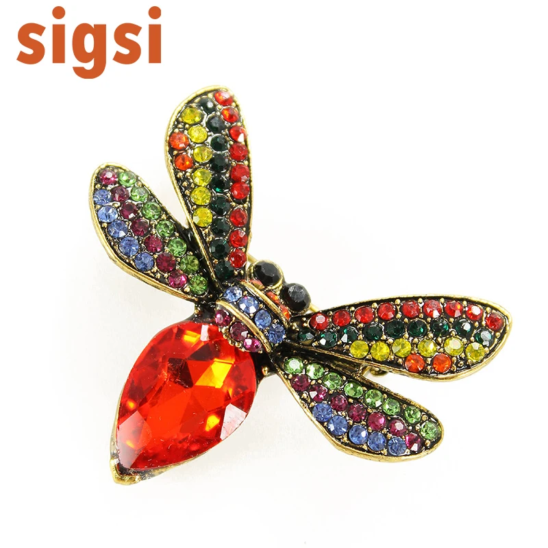 

100pcs a lot DHL FREE SHIPPING 1.88" New Design Unique Multi-color Rhinestones Crystal Bee Insect Gold Tone Brooch Pin