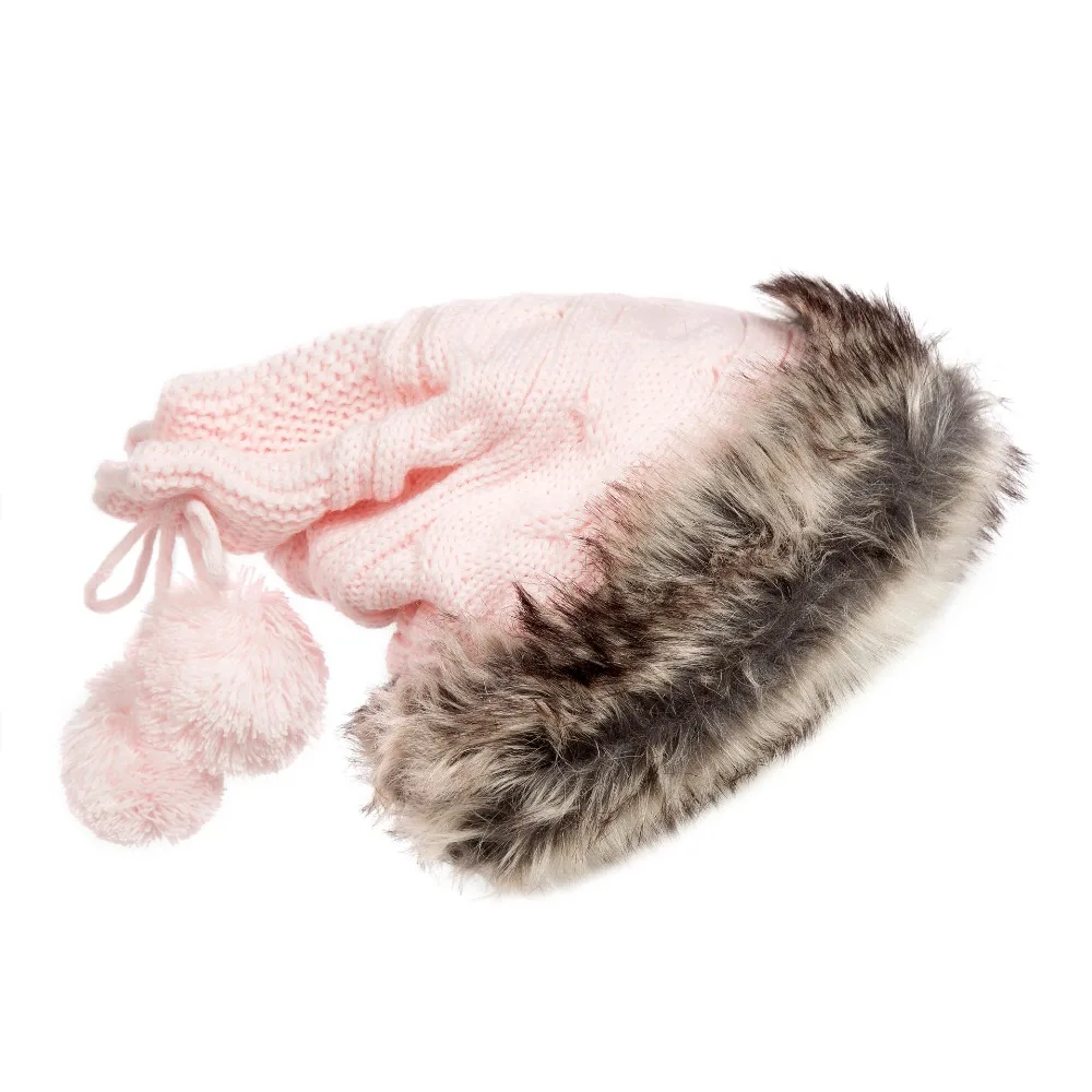 120pcs /lot women new fashion christmas style two way use winter knitted faux rabbit fur beanie hat/neck warmer
