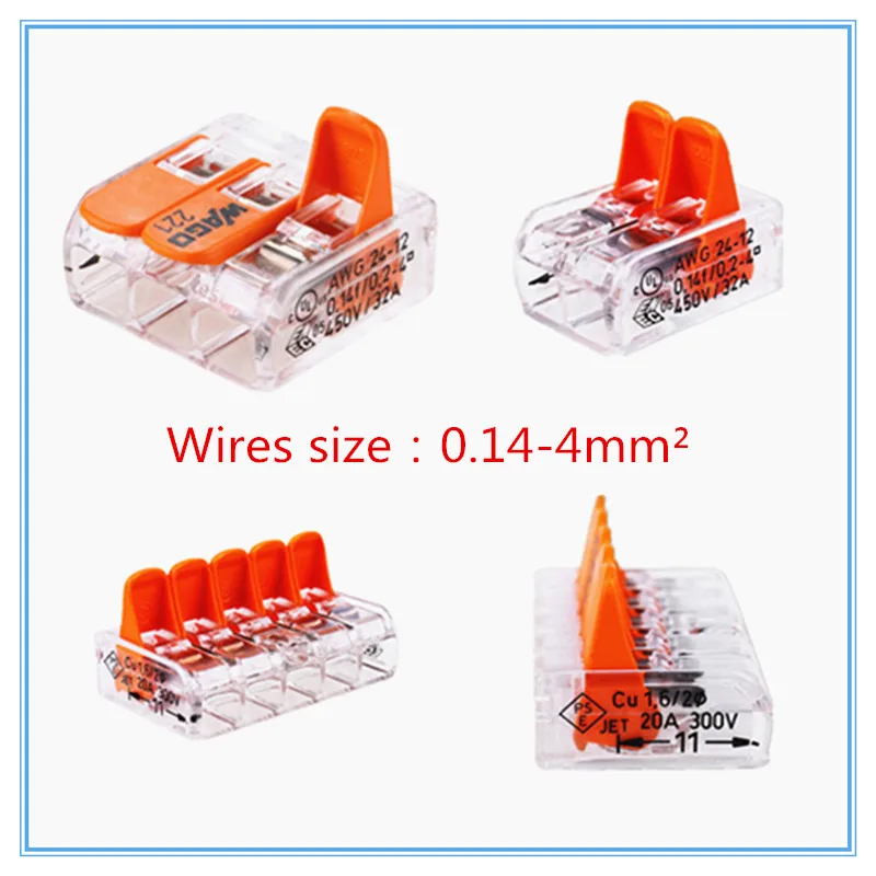 10pcs Germany WAGO transparent mini fast wire Connectors,Universal