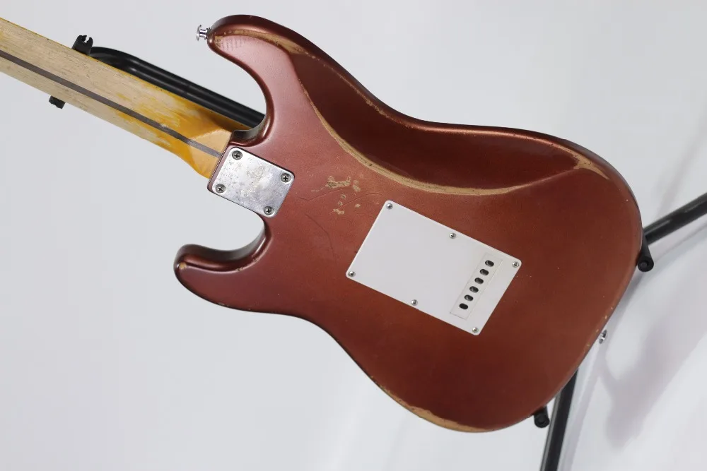 ST Classic metal red color electric guitar white scalloped fingerboard Quality Custom shop Retro relics ST Picture real shot
