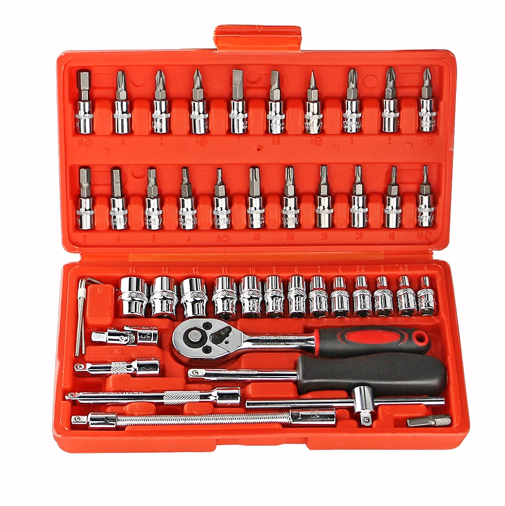 

ALLSOME 46pcs Socket Set Car Repair Tool Ratchet Set Torque Wrench Combination Bit a set of keys Chrome Vanadium HT408
