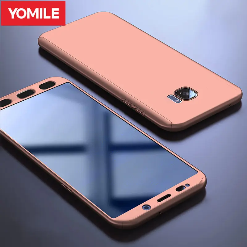 

YOMILE 360 Full Protection Phone Cover For Samsung Galaxy A3 A5 A6 A7 A8 Plus 2016 2017 2018 A510 A710 A810 +Tempered Glass Case