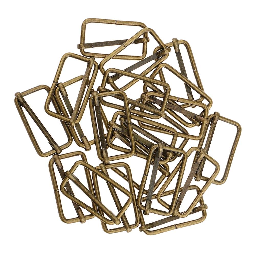40 Pieces Metal Slider Tri-Glide Square Adjust Buckles Backpack Straps 32mm