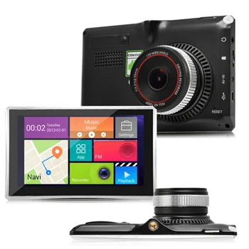 5 Дюймов Android 4.4 Quad Core Автомобильный ВИДЕОРЕГИСТРАТОР С Gps-навигатор wi-fi Зеркало Заднего Вида Записи 1080 P DVR GPS Навигации Dash Cam Бесплатно карта