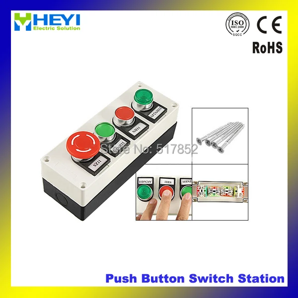

Green Signal Lamp Self Locking Momentary Push Button Switch Station