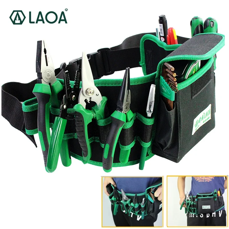 

LAOA Waterproof Oxford Cloth Fabric Electrician Tool Bag Double Layers Tool Bags Storage Package Waist Bag Pocket