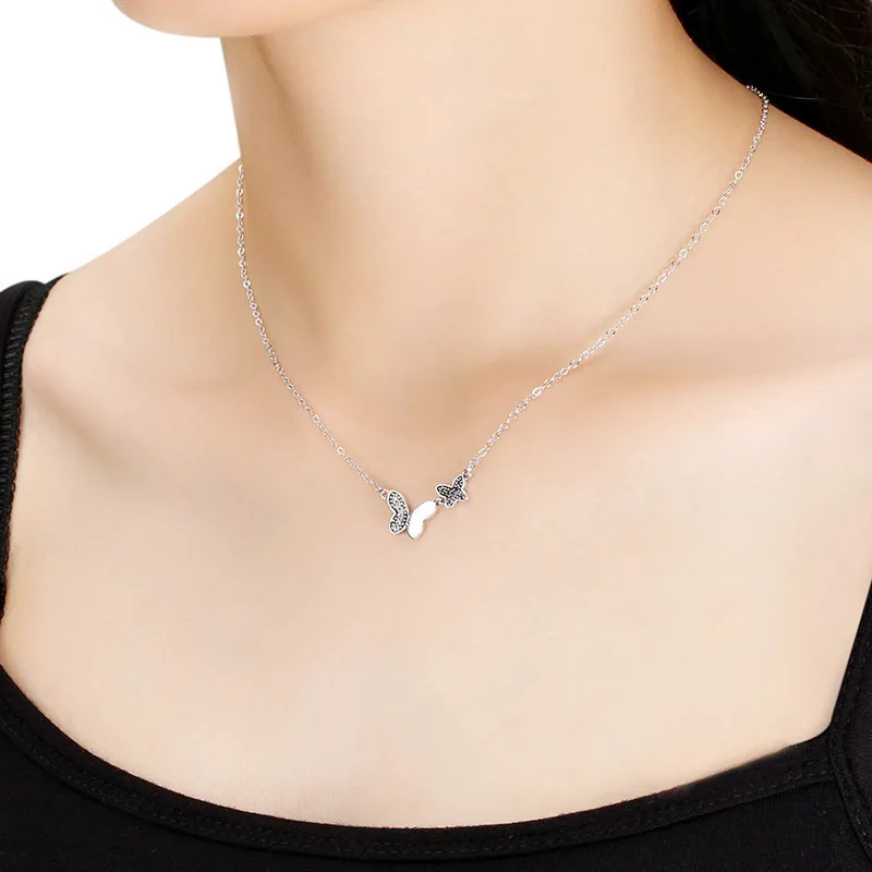 Новое ожерелье с кулоном в виде двойной бабочки со стразами от Swarovski серебро 925
