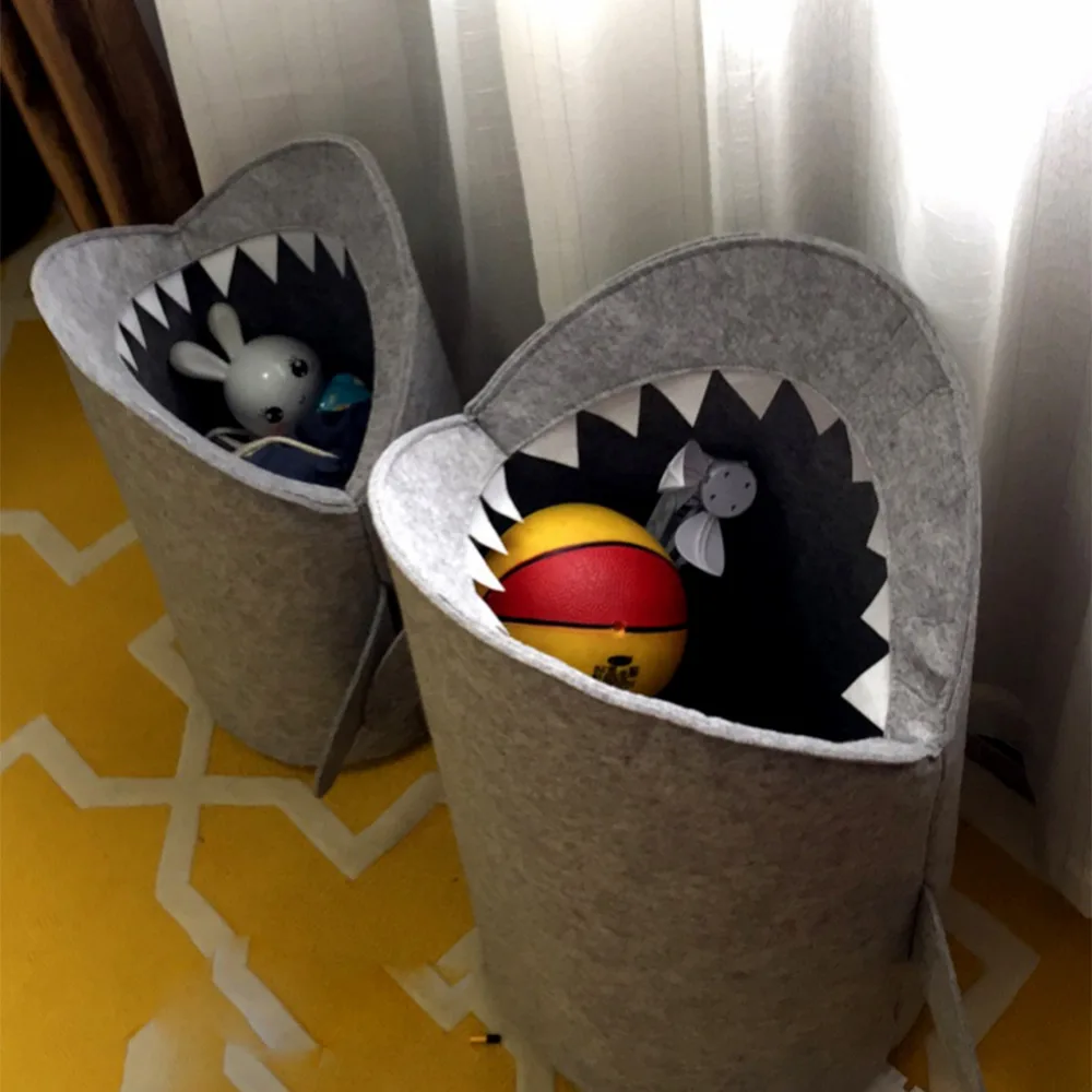 

Nordic Style Felt Cloth Folding Laundry Basket Shark Design Laundry Bag For Toys Clothes Storage Bags Home Organizer decor