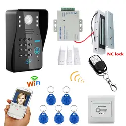 HD 720 P Беспроводной WI-FI RFID пароль видео-телефон двери Дверные звонки домофон Системы Ночное видение + магнитный замок 180 кг