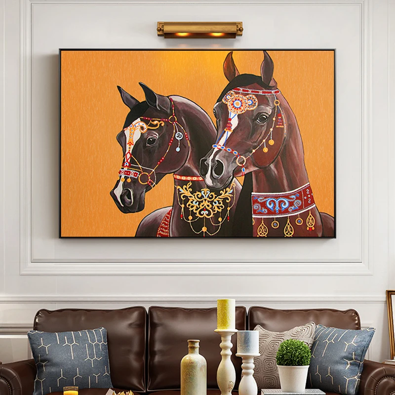 

HD Painting Modern Brown Horse painting canvas Animal Decorative Wall Art Picture For Living Room Bedroom Bedrside Wait Digital