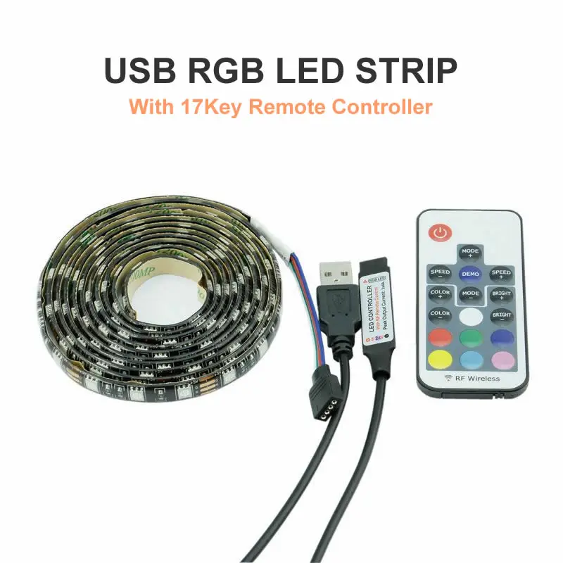 DC5V USB LED Strip 5050 RGB Flexible Light 1M 2M TV Background Lighting RGB LED strip