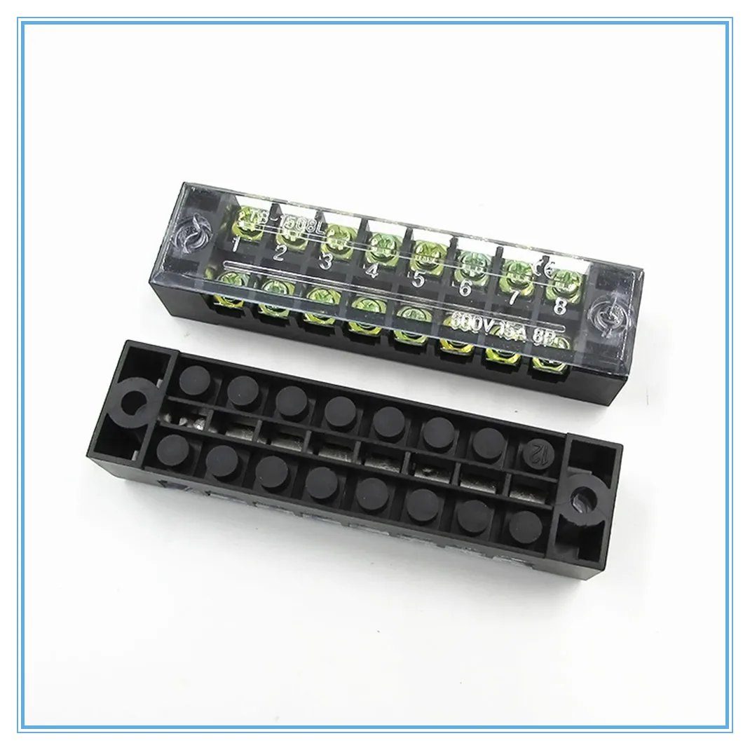 1Pcs Dual Row Screw Terminal Block Strip 600V 15A TB-1508 for wire connectors,din rail terminal block