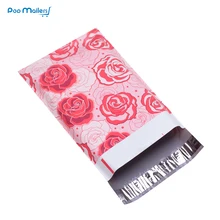 100pcs 15x23cm 6×9 inch Rose Love pattern Poly Mailers Self Seal Plastic Envelope Bags