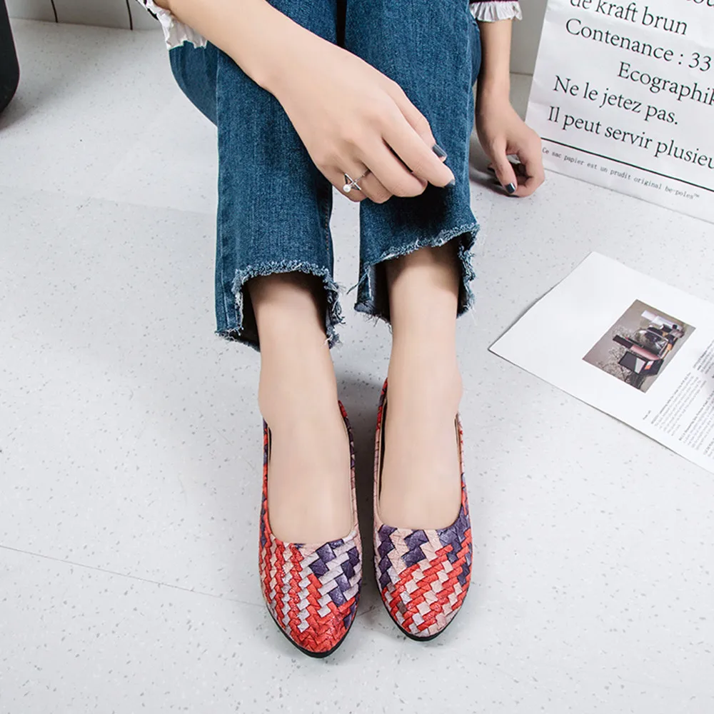 

MUQGEW shoes woman 2018 Women Girl Spring Mixed Colors Casual Pointed Toe PU Shoes Female student Flat Shoes chaussures femme