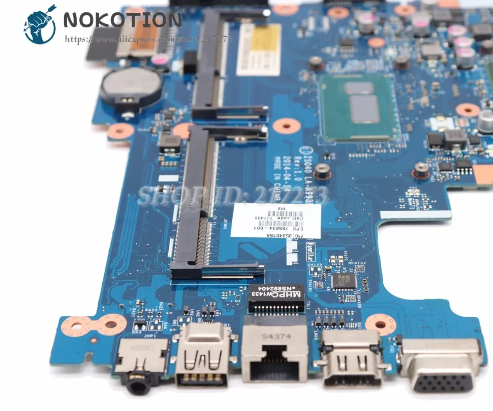 NOKOTION 755834-001 для hp 14-R 240 G3 Материнская плата ноутбука ZS040 LA-A993P основная плата SR1EF I5-4210U DDR3L 820 м 2 ГБ