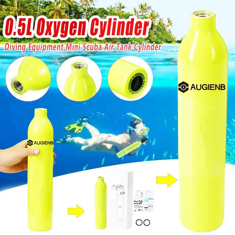 

0.5L Portable Diving Reserve Air Tank Oxygen Cylinder + Respirator Bag + Tank Refill Adapter Swimming & Diving Sports Snorkels