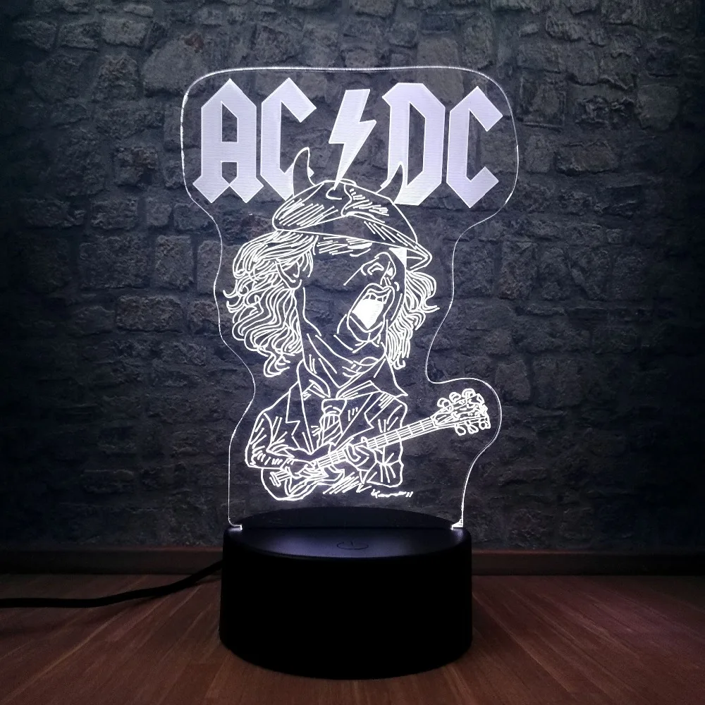 Ночная световая группа acdc Rocker Member 3D USB светодиодный светильник многоцветная атмосфера модные подарки для любителей музыки настольные украшения