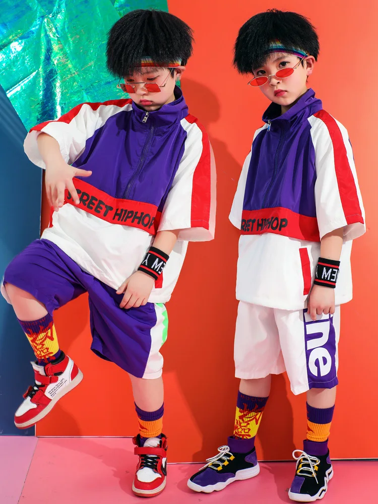 

2019 summer girls cheerleading kindergarten boy street dance suit hip hop umbilical cheerleading performance set